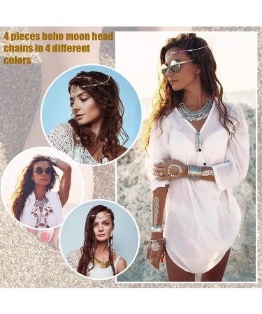 Boho Moon Head Chain Set - Vintage Crystal Hair Accessories for Women - Buy Online on GoSupps.com