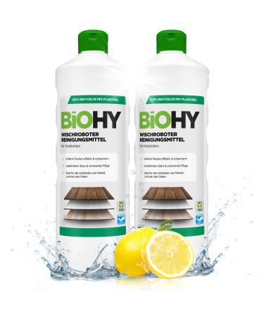 Biohy Wischroboter cleaning agent (2 x 1 liter) |Soil cleaner funds for wooden floors |Laminate & parquet care |Strip -free shine on waterproof wood |low -foam concentrate 1 l (2 pack)
