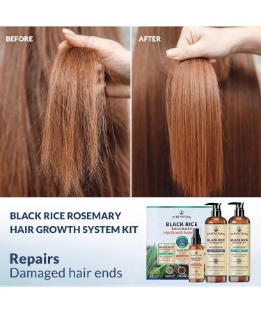 Organic Rosemary Black Rice Water Shampoo & Conditioner Set | Hair Growth Thickening & Longer Hair | Rice Water Spray with Biotin & Caffeine for Men & Women - Buy Online on GoSupps.com
