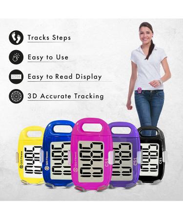 OZO Fitness CS1 Pink Easy Pedometer - Large Display Step Counter for Walking with Clip and Lanyard - Buy Online on GoSupps.com