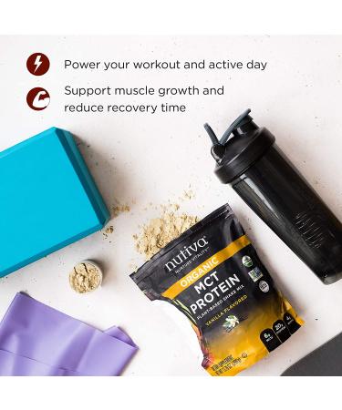 Nutiva Organic MCT Protein Shake Mix Vanilla - Plant-Based, 13.76 oz (390 g) - Buy Online on GoSupps.com