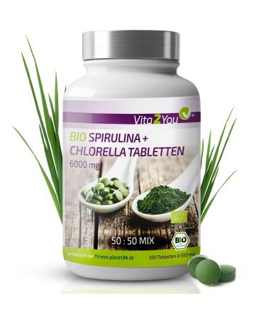 Vita2you organic chlorella + spirulina tablets 500mg - 500 tablets - laboratory test - high -dose - algae without additives - Premium quality - Buy Online on GoSupps.com