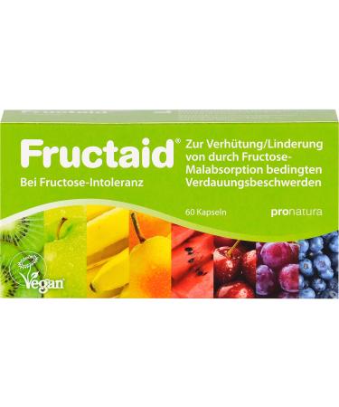 Pro Natura fructaid-60 capsules for fructose intolerance supplement for prevention and relief of fructose malabsorption caused by digestive complaints