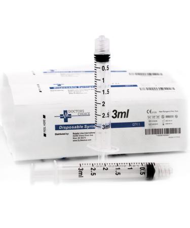 Syringe Sterile with Luer Lock Individually Sealed - 100 Syringes per Box (no Needle) (3ml 100pk)