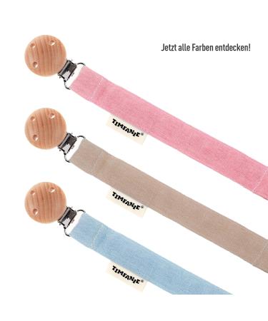 Timfanie Pacifier Holder | Nature Taupe | Engraved Fabric Ribbon & Chain | International Shipping - Buy Online on GoSupps.com