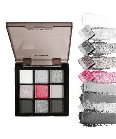 G n rique Dark Grey Shimmer Eyeshadow Silver Gray Eye Shadow Palette 9-Color Blendable High-Pigment Long-Lasting Makeup for Midnight Masquerade Mix of Shimmer and Satin Shades