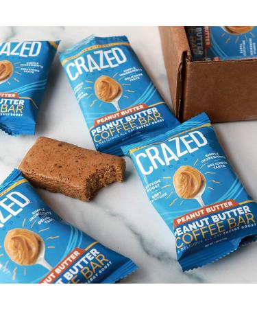 Crazed Foods Peanut Butter Coffee Energy Bars - 16g Protein, Caffeine Boost, Simple Ingredients | 12 Bars - Buy Online on GoSupps.com
