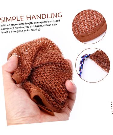 KOMBIUDA 1 Set Bath Towel Back Exfoliator Brush Back Scrubber Towel Bath Washcloth Loofah Strap Brown Nylon - Buy Online on GoSupps.com