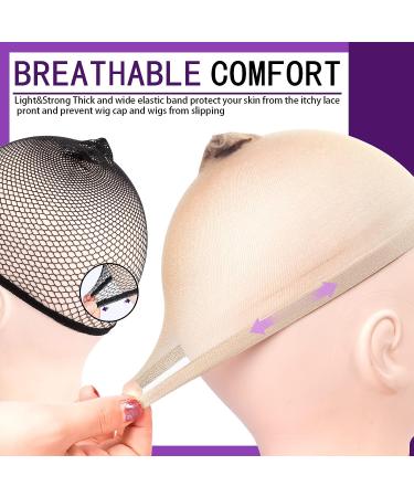 Nude Nylon and Black Mesh Wig Caps Set for Women - 6PCS FANDAMEI Wig Caps for Halloween Cosplay - Buy Online on GoSupps.com