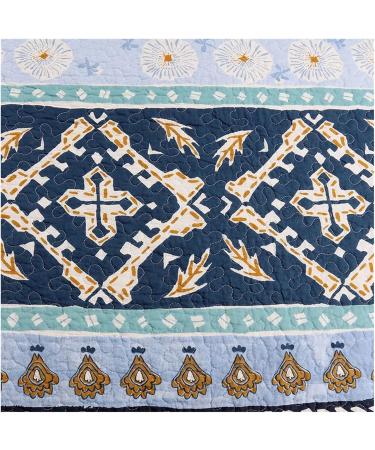 Bohemia Cotton Quilt Set 3PCS Quilted Double Blanket on Bed King Queen Size Bedspread on The Bed Coverlet Sets Soft (Blue King) - Buy Online on GoSupps.com