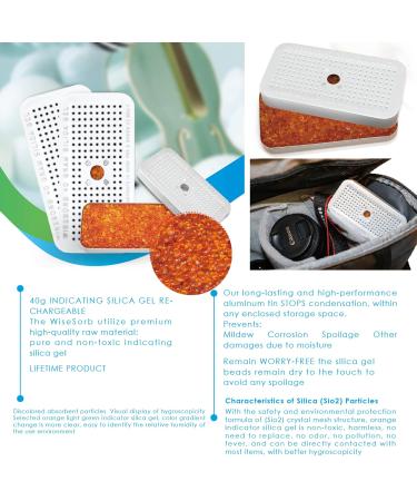 Wisesorb 40g Silica Gel Canisters - Reusable Dehumidifiers for Gun Safe Car & Closet - 5 Pack Moisture Absorber (Orange to Green - Buy Online on GoSupps.com