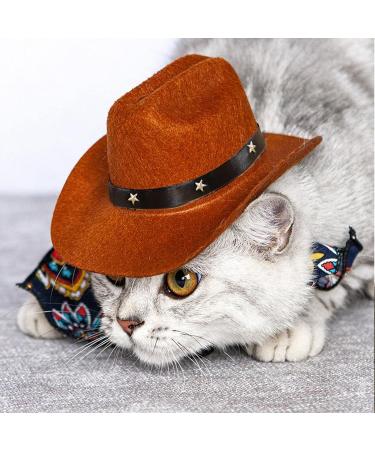 Awocan Dog Cowboy Hat & Bandana Scarf - Stylish Sombrero Costume for Dogs & Cats - Perfect Pet Party Accessory (Coffee) - Buy Online on GoSupps.com