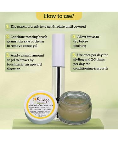 Organic Eyebrow Gel by Savage Organics - All-Natural Formula for Beautiful Brows - 1oz Glass Jar - Buy Online on GoSupps.com