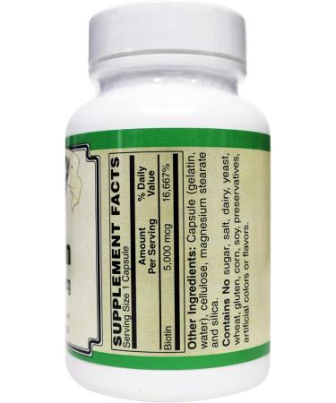 AlchePharma Biotin 5 000 mcg (5 mg) per Easy to Swallow Capsule *Free of Yeast Wheat Gluten and preservatives - Buy Online on GoSupps.com
