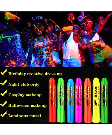 Glow in the Blacklight UV Face Paint for Kids & Adults | Fluorescent Body Painting Makeup Kits for Parties Halloween & Outdoor Fun - Buy Online on GoSupps.com