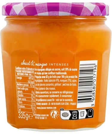 Bonne Maman - Intense Apricot & Mango Jam - Rich in Fruits and less sweet - 335g - Buy Online on GoSupps.com