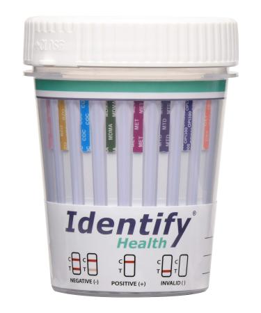 25 Pack Identify Health 13 Panel Drug Test Cup - Tests Urine for: AMP500 BAR300 BUP10 BZO300 COC150 MDMA500 MET500 MTD300 OPI300 OXY100 PCP25 TCA1000 THC50 - ID-H13-1 (25)