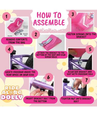Original Pink Doll Bicycle Seat Attachment for 18-22 Dolls - Decorate Yourself Decals - Girls Kids Summer Spring Birthday Gift - Buy Online on GoSupps.com