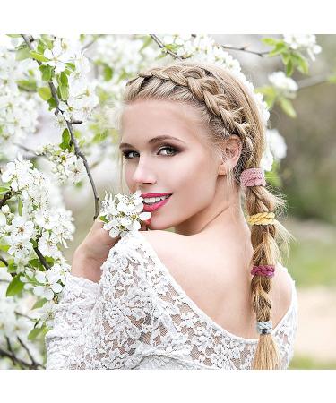 Cozeasy 12-Piece Elastic Hair Tie Set for Thick & Curly Hair - No Metal Ponytail Holders in Ivory Smoke Blue Pink Cherry Gray & Black - Buy Online on GoSupps.com