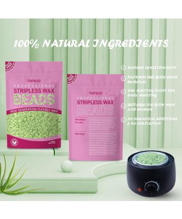 TRINIDa Aloe Vera Hard Wax Beads 500g + 10 Applicators - Gentle Hair Removal for Women and Men - Full Body & Facial Waxing - Painless Formula - Buy Online on GoSupps.com