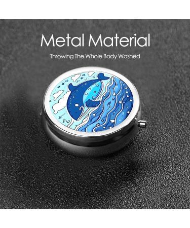 Small Whale Swimming Round Pill Box | 3 Compartment Portable Travel Organizer for Purse & Pocket - Buy Online on GoSupps.com