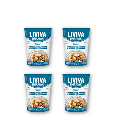 LIVIVA Organic Shirataki Konjac Penne (4 Pk) Diabetic-Friendly Low Carb Low Calorie Pasta Noodles Ready to Serve No Odor Certified Non-GMO Gluten Free Vegan Plant-Based Keto Kosher Halal