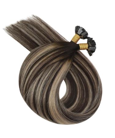 Ugeat 35cm Keratin Bonding Sticks - 100% Remy Hair Extensions Ash Blonde Highlights #P18/613 Flat Tip 50 Straws 14 Inch Hot Fusion - Buy Online on GoSupps.com