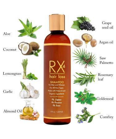 RX4 Hair Loss Shampoo - DHT Blocker for Thinning Hair | Organic with Biotin - Promotes Regrowth | Doctor Recommended Treatment - Buy Online on GoSupps.com