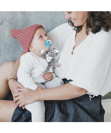 Plush Elephant Pacifier Holder with Detachable Silicone Soothie Pacifier for 0-12 Months - Buy Online on GoSupps.com