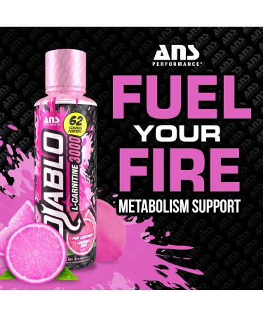 ANS Performance Diablo Carnitine 3000 (473 mL 16 oz) - Muscle Recovery Support - Double The Value with 3000 mL of L Carnitine per 15 mL - Delicious Flavours (Pink Lemonade) - Buy Online on GoSupps.com