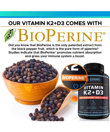 K2 D3 Vitamin Supplement 5000 IU for Strong Bones, Heart Health, and Immunity | Enhanced Calcium Absorption with Bioperine | Natural & Allergen-Free | Vitamin D3 K2 MK7 5000 IU - Buy Online on GoSupps.com