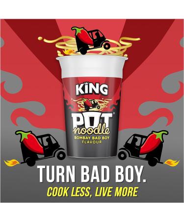 Pot Noodle Bombay Bad Boy King Pot 12x114g - Vegetarian Noodles, Quick & Easy to Make - Buy Online on GoSupps.com