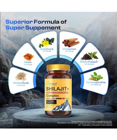 Himalayan Shilajit Capsules Shilajit for Men & Women Shilajit Capsules with Ashwagandha White Musli & Gokshura Herbal Shilajit Supplement with Black Pepper & Cinnamon 75 Days (150 Capsules). Shilajit Complex 150 Count (  - Buy Online on GoSupps.com