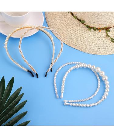 Yolev Faux Pearl Headband Set - 4 Piece Women's Hair Accessories for Weddings Birthdays & Valentine's Day - Buy Online on GoSupps.com