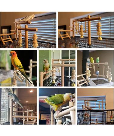 QBLEEV Bird Cage Play Stand Toy Set - Wood Stands, Chew Toys, Ladder, Swing, Perch - Activity Center for Parrots and Small Birds - Buy Online on GoSupps.com