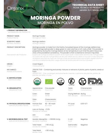 Organic Moringa Powder imported from Peru. USDA certified Organic No preservatives. 200g - Buy Online on GoSupps.com