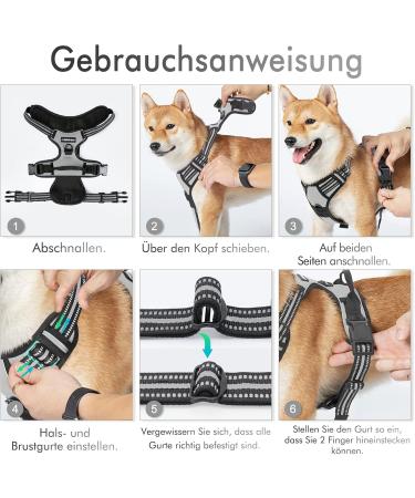 Rabbitgoo Adjustable No-Pull Dog Harness for Medium Dogs - Breathable Control Vest with Reflective Stripes - Safe Gray Harness for Large Dogs - 1 Pack - Buy Online on GoSupps.com