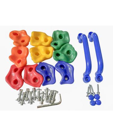 KINSPORY 10Pc Colourful Pig Nose Rock Climbing Holds with Two Blue Handles - Kids Playground Set with Mounting Hardware - Buy Online on GoSupps.com