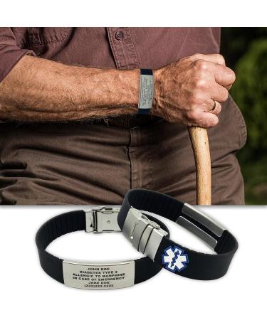 Medical Alert Bracelets for Men & Women | Cut-to-Size Silicone ID Bracelets (5.75 - 8.5) - Shop Now - Buy Online on GoSupps.com