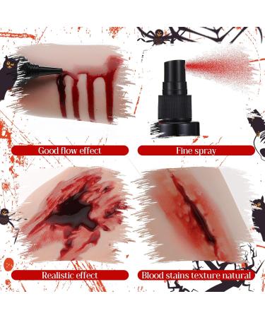 Vertintong 12 Pcs Halloween Fake Blood Makeup Kit | Coagulation Blood Drops Spray & Cream for Cosplay Vampire & Monster - Buy Online on GoSupps.com
