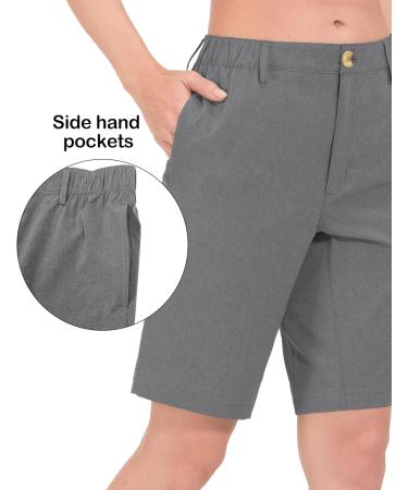 Shop Little Donkey Andy Women's Lightweight Quick Dry Bermuda Shorts - UPF 50 Stretch for Golf Hiking & Travel - Gray Heather - International Shipping Available - Buy Online on GoSupps.com