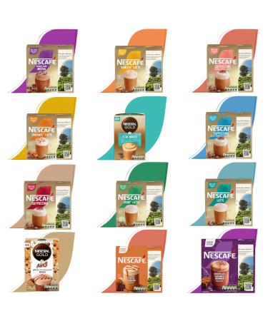 Nescafe Gold Instant Coffee Pick N Mix - Create Custom Coffee Combo with 4+ Flavours | Double Choco Mocha Cappuccino Caramel Latte Flat White | 6 Pack - Perfect Coffee Gift Set for Coffee Lovers 150 g (Pack of 6)
