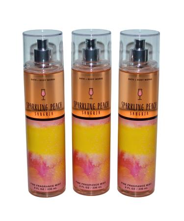 Bath & Body Works Fragrance Mist 3-Pack 8oz Each (Sparkling Peach Sangria)