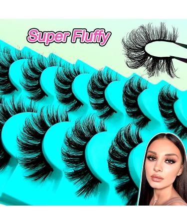 7 Pairs of 3D False Eyelashes Cat Eye Fluffy Volume D Curl Cat Eye Artificial Eyelashes Natural Look Reusable Handmade Faux Mink Makeup Eyelashes (BH02) 7B-D-Curl-H02 - Buy Online on GoSupps.com