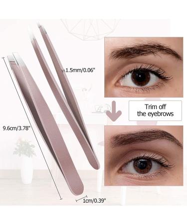 12-Pack Rose Gold Eyebrow Tweezers - Precision Stainless Steel Slant Tip for Men & Women - Buy Online on GoSupps.com