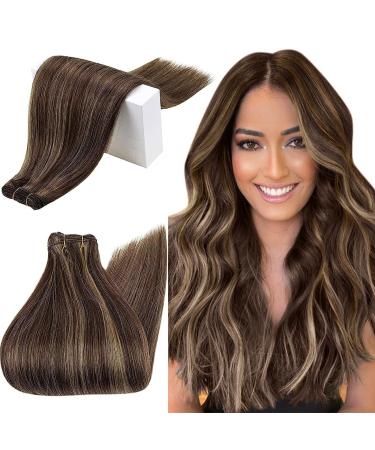 Runatur real hair brown to sew brown highlights 30cm extensions tressen highlight high brown 70g 1 dressing extensions real hair sew in silky hair color #2p8a 30cm 2-clays #2P8A