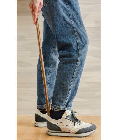 Luxdecor 24in Long Handle Wooden Shoe Horn for Men & Women - Walnut (Natural) - Shoe Helper for Seniors & Kids - Buy Online on GoSupps.com
