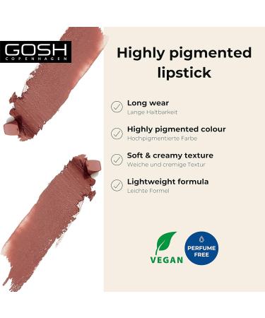 Gosh Kiss Me Matt Lips Lipstick - Vegan Long-Lasting Matte Color Moisturizing Perfume-Free - 006 Sweet Kiss - 1 Piece - Buy Online on GoSupps.com