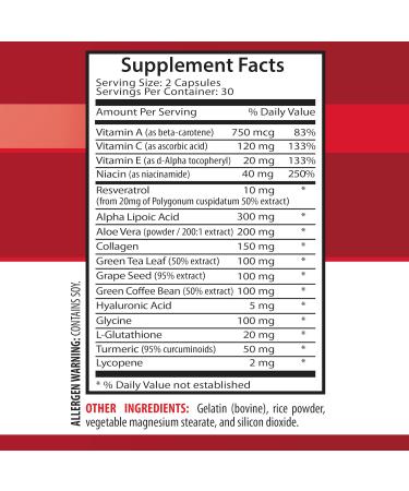 Vitamin E Collagen - Anti-Wrinkle Complex | Natural Anti-Aging Formula for Skin | 60 Capsules - Buy Online on GoSupps.com