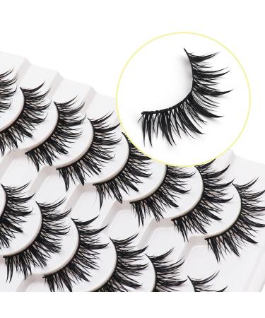 Losha 18mm Spiky Anime Fake Eyelashes 10 Pairs Handmade Faux Mink Lashes Pack - 02 Wet Look Lashes - Buy Online on GoSupps.com